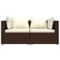 2-Sitzer-Sofa mit Kissen Braun Poly Rattan 2-Sitzer-Sofa mit Kissen Braun Poly Rattan