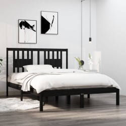 vidaXL Massivholzbett Schwarz Kiefer 120x200 cm