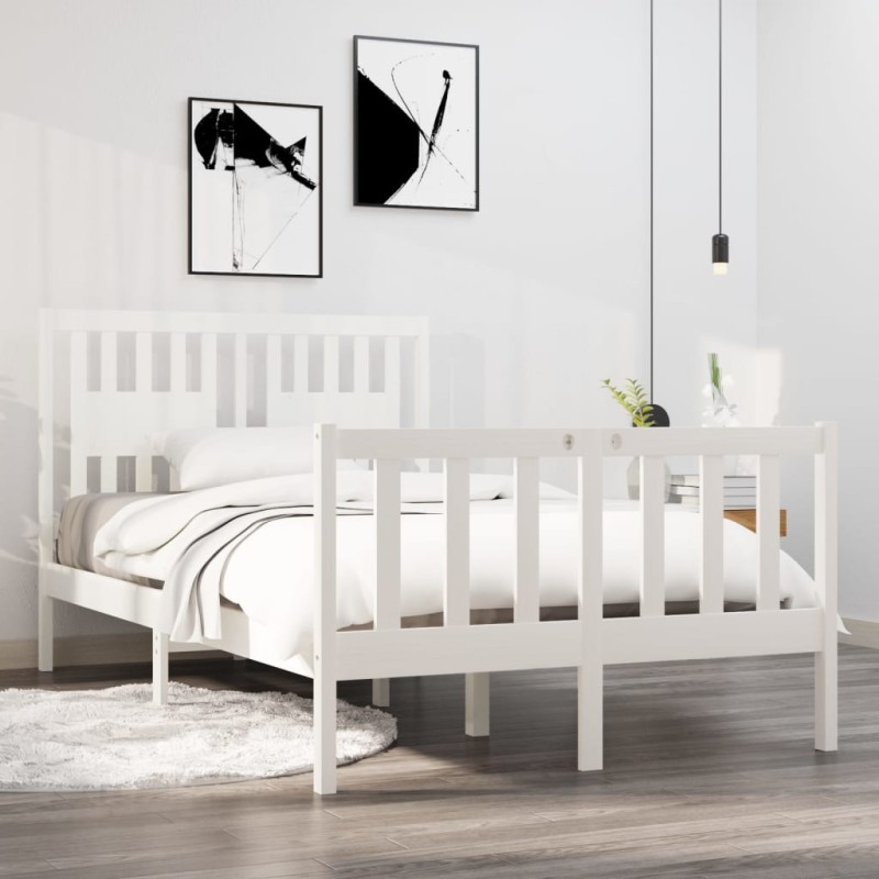 vidaXL Massivholzbett Weiß 120x190 cm vidaXL Massivholzbett Weiß 120x190 cm