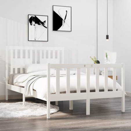 vidaXL Massivholzbett Weiß 120x190 cm
