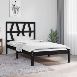 vidaXL Massivholzbett Schwarz Kiefer 75x190 cm