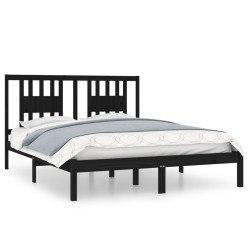 vidaXL Massivholzbett Schwarz 150x200 cm