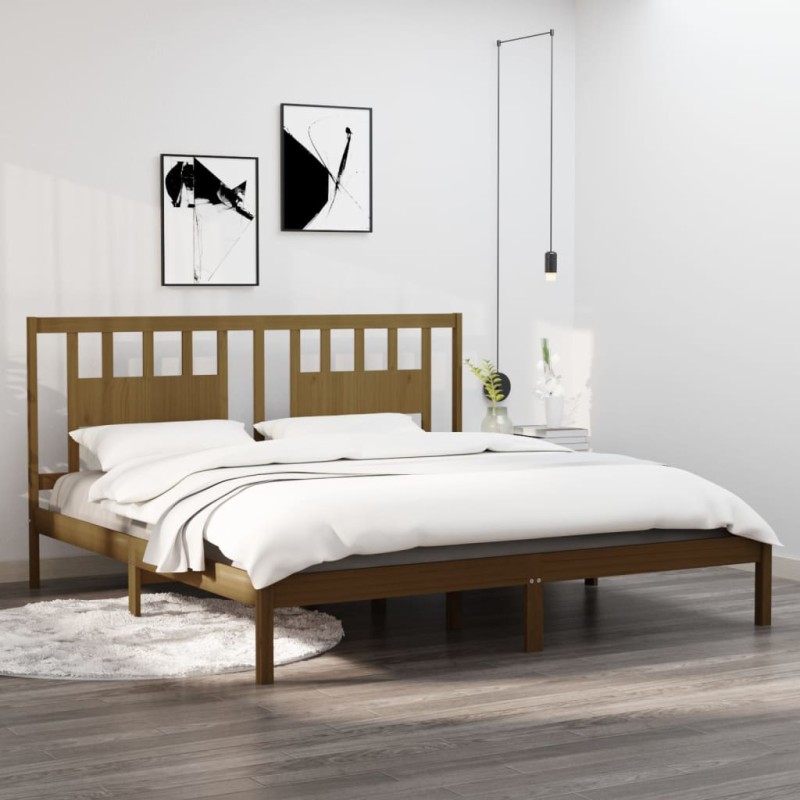 vidaXL Massivholzbett Honigbraun Kiefer 200x200 cm vidaXL Massivholzbett Honigbraun Kiefer 200x200 cm