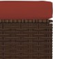 vidaXL Gartenhocker mit Kissen Braun 70x70x30 cm Poly Rattan vidaXL Gartenhocker mit Kissen Braun 70x70x30 cm Poly Rattan