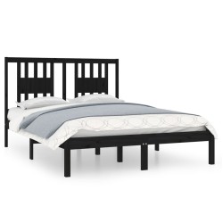 vidaXL Massivholzbett Schwarz Kiefer 140x190 cm
