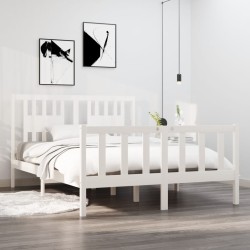 vidaXL Massivholzbett Weiß 140x190 cm
