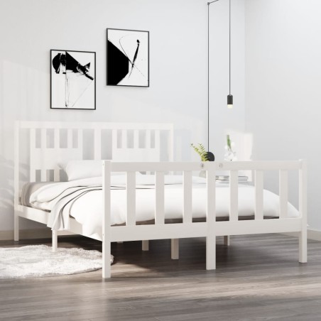 vidaXL Massivholzbett Weiß 140x190 cm