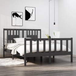 vidaXL Massivholzbett Grau 120x190 cm