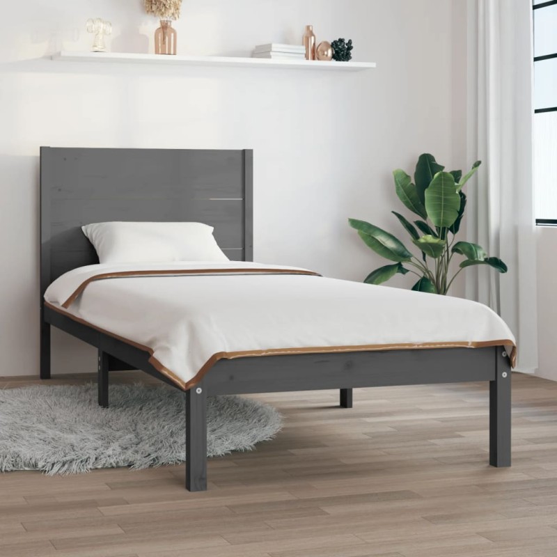 vidaXL Massivholzbett Grau 90x190 cm vidaXL Massivholzbett Grau 90x190 cm