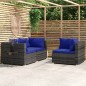 3-tlg. Garten-Lounge-Set mit Kissen Grau Poly Rattan 3-tlg. Garten-Lounge-Set mit Kissen Grau Poly Rattan