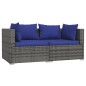 3-tlg. Garten-Lounge-Set mit Kissen Grau Poly Rattan 3-tlg. Garten-Lounge-Set mit Kissen Grau Poly Rattan