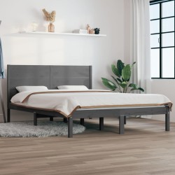 vidaXL Massivholzbett Grau 120x190 cm