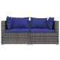 3-tlg. Garten-Lounge-Set mit Kissen Grau Poly Rattan 3-tlg. Garten-Lounge-Set mit Kissen Grau Poly Rattan