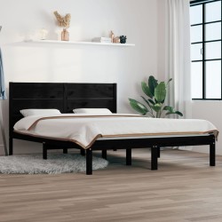 vidaXL Massivholzbett Schwarz 120x190 cm