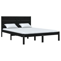 vidaXL Massivholzbett Schwarz 120x190 cm