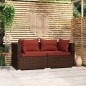 2-Sitzer-Sofa mit Kissen Braun Poly Rattan 2-Sitzer-Sofa mit Kissen Braun Poly Rattan