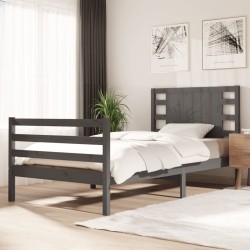 vidaXL Massivholzbett Grau Kiefer 100x200 cm