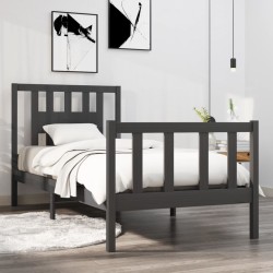 vidaXL Massivholzbett Grau 90x190 cm