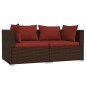 2-Sitzer-Sofa mit Kissen Braun Poly Rattan 2-Sitzer-Sofa mit Kissen Braun Poly Rattan