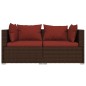 2-Sitzer-Sofa mit Kissen Braun Poly Rattan 2-Sitzer-Sofa mit Kissen Braun Poly Rattan