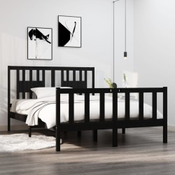 vidaXL Massivholzbett Schwarz 140x190 cm