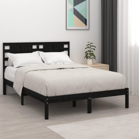 vidaXL Massivholzbett Schwarz Kiefer 140x200 cm
