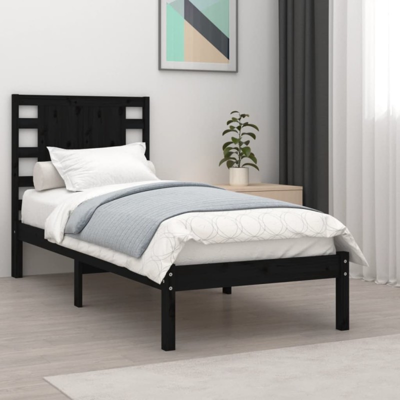 vidaXL Massivholzbett Schwarz Kiefer 90x200 cm vidaXL Massivholzbett Schwarz Kiefer 90x200 cm