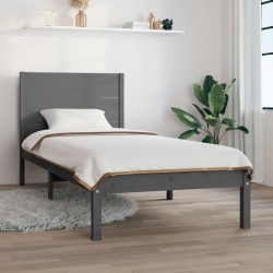 vidaXL Massivholzbett Grau Kiefer 100x200 cm