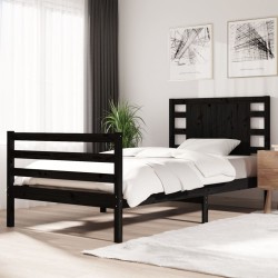 vidaXL Massivholzbett Schwarz Kiefer 100x200 cm