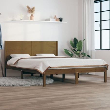 vidaXL Massivholzbett Honigbraun Kiefer 140x200 cm