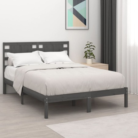 vidaXL Massivholzbett Grau Kiefer 140x190 cm