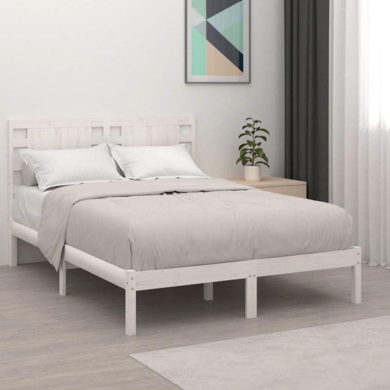 vidaXL Massivholzbett Weiß Kiefer 140x190 cm vidaXL Massivholzbett Weiß Kiefer 140x190 cm