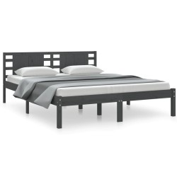vidaXL Massivholzbett Grau 150x200 cm