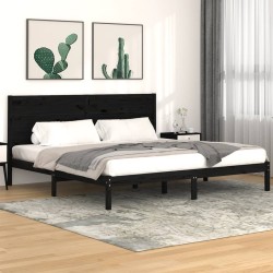 vidaXL Massivholzbett Schwarz Kiefer 200x200 cm