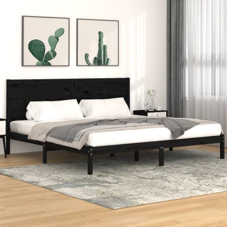 vidaXL Massivholzbett Schwarz Kiefer 200x200 cm