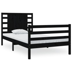 vidaXL Massivholzbett Schwarz Kiefer 90x200 cm