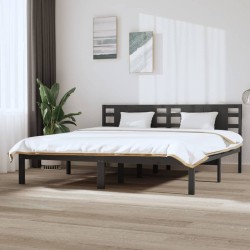 vidaXL Massivholzbett Grau Kiefer 200x200 cm