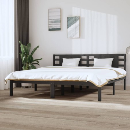 vidaXL Massivholzbett Grau Kiefer 200x200 cm
