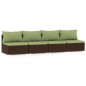 4-Sitzer-Sofa mit Kissen Braun Poly Rattan 4-Sitzer-Sofa mit Kissen Braun Poly Rattan