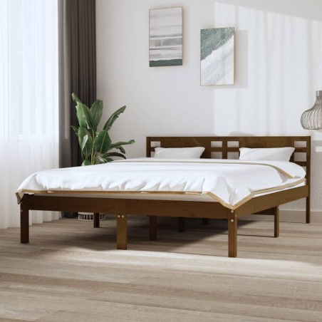 vidaXL Massivholzbett Honigbraun Kiefer 140x200 cm