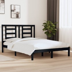 vidaXL Massivholzbett Schwarz Kiefer 135x190 cm