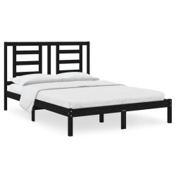 vidaXL Massivholzbett Schwarz Kiefer 135x190 cm