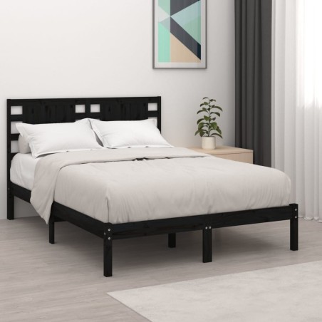 vidaXL Massivholzbett Schwarz 180x200 cm