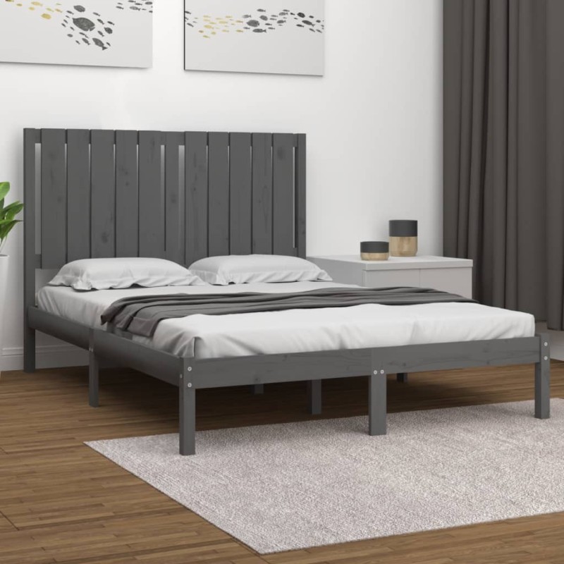 vidaXL Massivholzbett Grau 120x190 cm vidaXL Massivholzbett Grau 120x190 cm