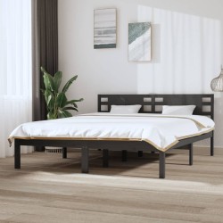 vidaXL Massivholzbett Grau Kiefer 160x200 cm