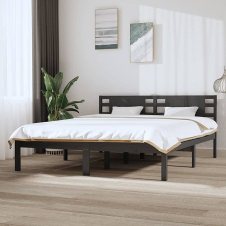 vidaXL Massivholzbett Grau Kiefer 160x200 cm
