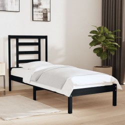 vidaXL Massivholzbett Schwarz 75x190 cm