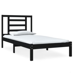 vidaXL Massivholzbett Schwarz 75x190 cm