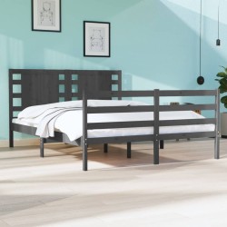 vidaXL Massivholzbett Grau Kiefer 140x200 cm