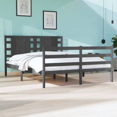 vidaXL Massivholzbett Grau Kiefer 140x200 cm
